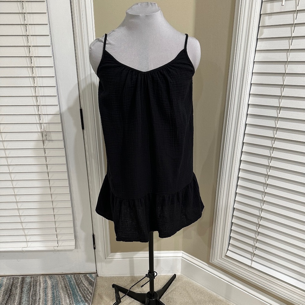 Z supply Danny gauze mini dress, black, size L